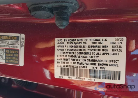 2020 Honda Cr-V Hybrid Ex from USA, damaged, VIN 7FART6H5XLE005489